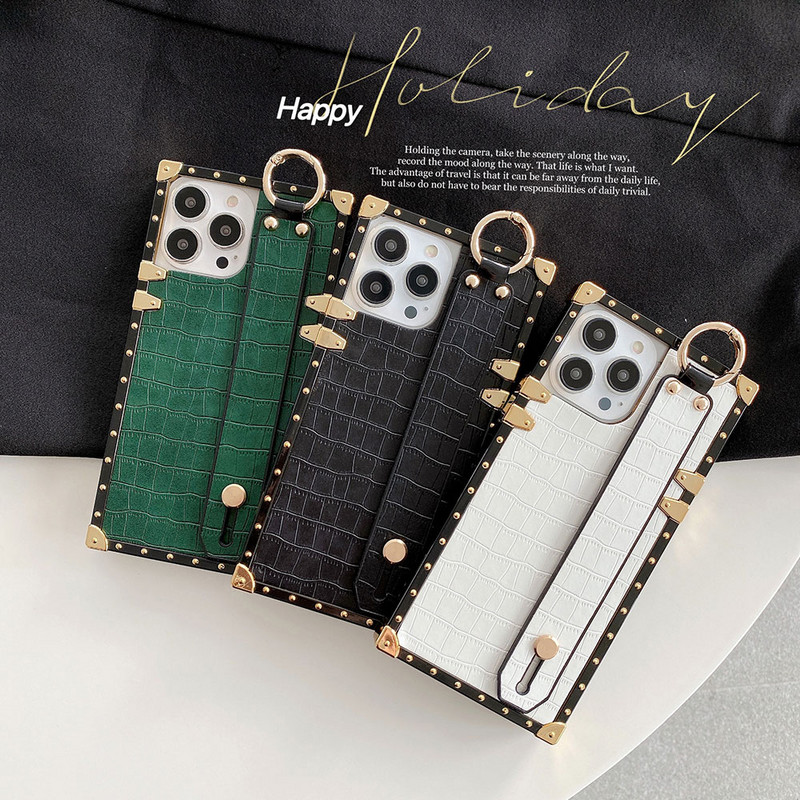 Калъф за телефон с квадратна форма на крокодилска шарка за Iphone 13 12 11 Pro MAX XS MAX XR X 7 8 6 6s Plus PU кожен капак