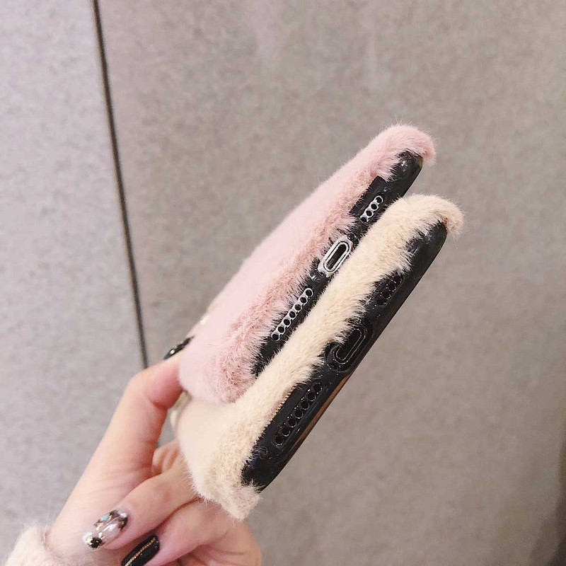 Θήκη τηλεφώνου Love Heart για iPhone 11 Pro Max XS Max X XR Θήκη Γούνινο χνουδωτό βελούδινο ζεστό κάλυμμα για iPhone 6 6S 7 8 Plus