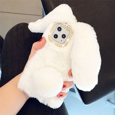 Ζεστή θήκη τηλεφώνου Cute Rabbit Fur για iPhone 13 Pro Max 12 mini 11 Pro XS Max X XR 7 8 6 Plus 5 5s SE 3D Rabbit Ears Back cover