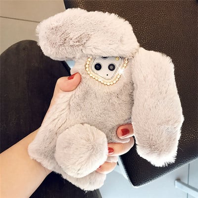 Ζεστή θήκη τηλεφώνου Cute Rabbit Fur για iPhone 13 Pro Max 12 mini 11 Pro XS Max X XR 7 8 6 Plus 5 5s SE 3D Rabbit Ears Back cover