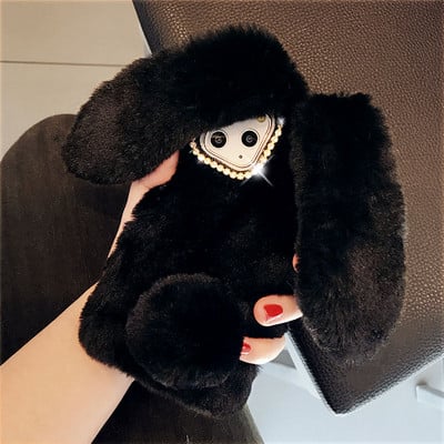 Ζεστή θήκη τηλεφώνου Cute Rabbit Fur για iPhone 13 Pro Max 12 mini 11 Pro XS Max X XR 7 8 6 Plus 5 5s SE 3D Rabbit Ears Back cover