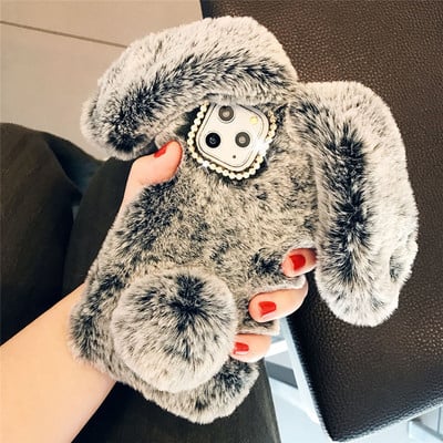Ζεστή θήκη τηλεφώνου Cute Rabbit Fur για iPhone 13 Pro Max 12 mini 11 Pro XS Max X XR 7 8 6 Plus 5 5s SE 3D Rabbit Ears Back cover