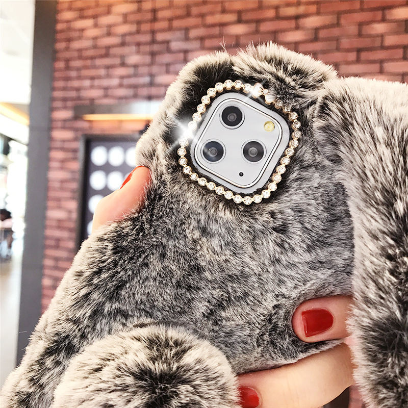 Ζεστή θήκη τηλεφώνου Cute Rabbit Fur για iPhone 13 Pro Max 12 mini 11 Pro XS Max X XR 7 8 6 Plus 5 5s SE 3D Rabbit Ears Back cover