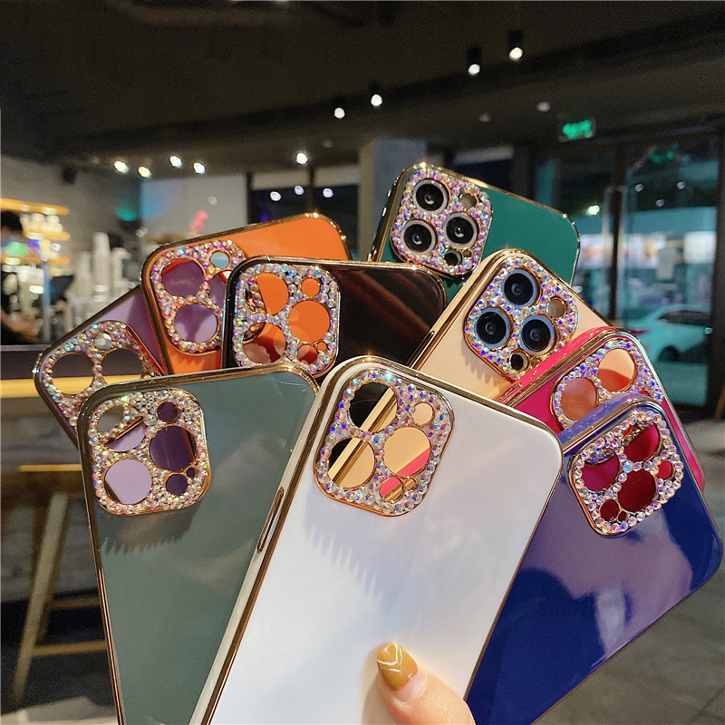 Τετράγωνη προστασία κάμερας με γκλίτερ θήκη τηλεφώνου για iphone 13 12 Pro Max 11 Pro XR X XS 7 8 plus SE Μαλακό κάλυμμα