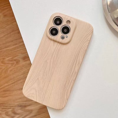 Νέα θήκη τηλεφώνου Fashion Imitation από ξύλο για iphone 14 Plus 13 12 Pro Max 14Pro 13Pro 12Pro Soft PU δερμάτινο πίσω κάλυμμα