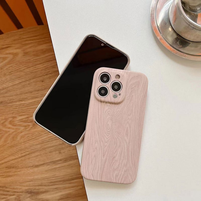 Νέα θήκη τηλεφώνου Fashion Imitation από ξύλο για iphone 14 Plus 13 12 Pro Max 14Pro 13Pro 12Pro Soft PU δερμάτινο πίσω κάλυμμα