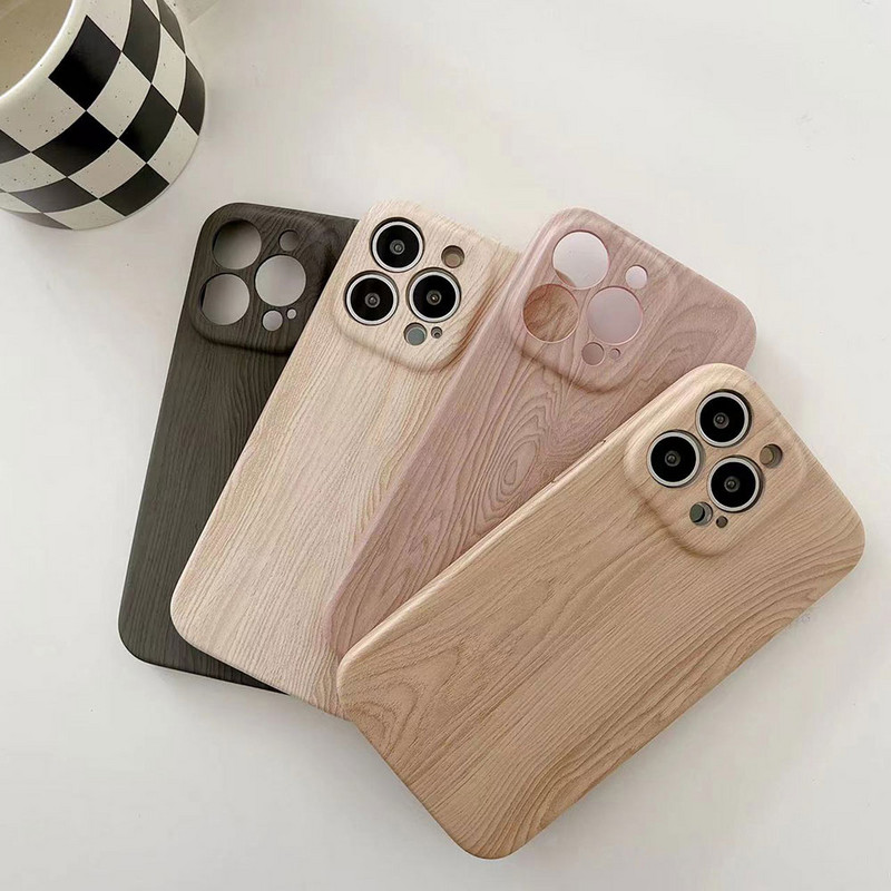 Νέα θήκη τηλεφώνου Fashion Imitation από ξύλο για iphone 14 Plus 13 12 Pro Max 14Pro 13Pro 12Pro Soft PU δερμάτινο πίσω κάλυμμα