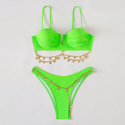 2022. Nabrani kupaći kostimi s donjim žicama Ženski kupaći kostim Push Up Biquini Kupaći kostim s lancem Brazilski bikini set Ljetna odjeća za plažu