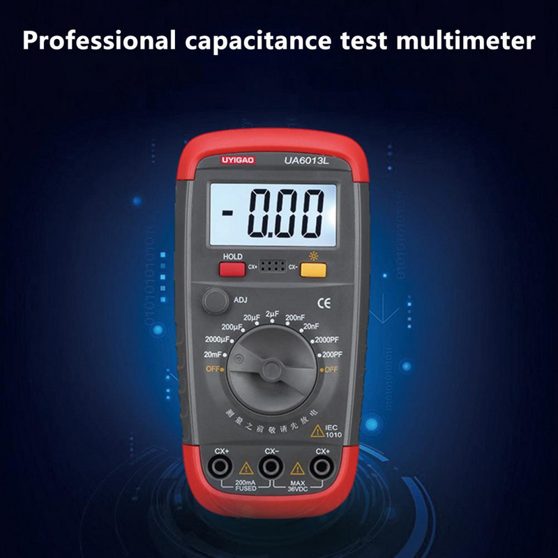 Gamă manuală Contor de capacitate anti-coroziune fiabil, cu iluminare din spate, multimetru portabil, portabil, pentru electrician