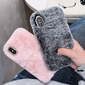 Калъф за iPhone 13 12 11 Pro Max XS Max XR X 8 7plus Пухкав пухкав заден капак за iPhone 6 6s Plus SE Плюшени топли калъфи за телефони