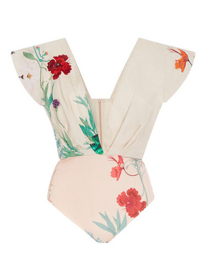 Modni bikini s cvjetnim printom, uski jednodijelni bikini s V-izrezom, bešavne spojene kravate bez leđa, široke naramenice, elegantni kupaći kostimi za žene