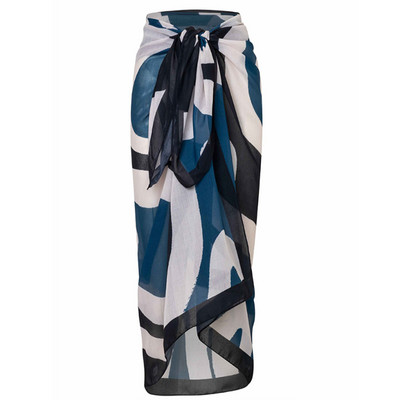 Ženski ljetni jednodijelni kupaći kostim sa suknjom, plavi print, halter izrez, duboki V, luksuzni bikini, dizajnerski kupaći kostim Odjeća za surfanje