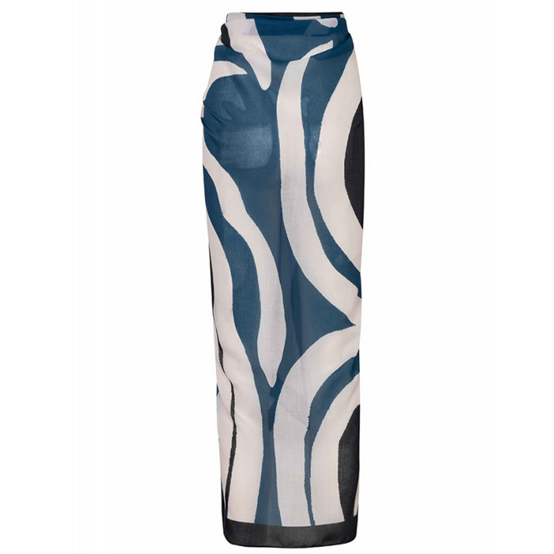 Ženski ljetni jednodijelni kupaći kostim sa suknjom, plavi print, halter izrez, duboki V, luksuzni bikini, dizajnerski kupaći kostim Odjeća za surfanje