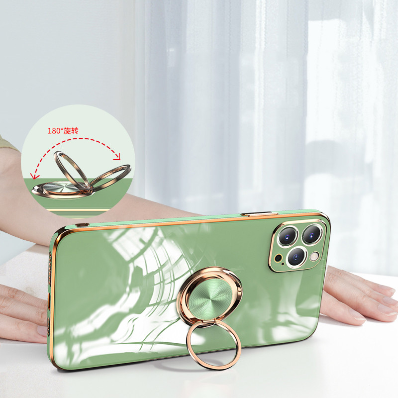 Luksuzna pozlaćena torbica za iPhone 14 13 12 11 Pro Max XS XR X SE 7 8 plus torbica za držač telefona s prstenom i magnetskim držačem za automobil