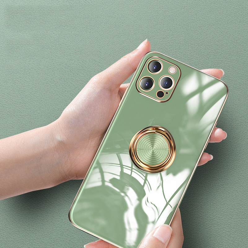 Luksuzna pozlaćena torbica za iPhone 14 13 12 11 Pro Max XS XR X SE 7 8 plus torbica za držač telefona s prstenom i magnetskim držačem za automobil