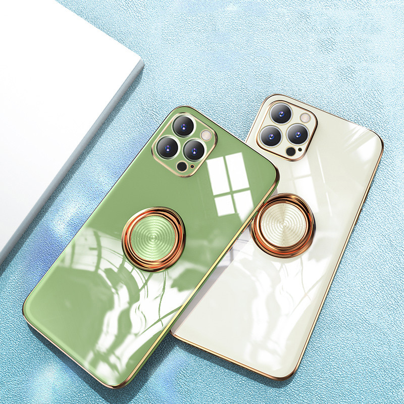 Luksuzna pozlaćena torbica za iPhone 14 13 12 11 Pro Max XS XR X SE 7 8 plus torbica za držač telefona s prstenom i magnetskim držačem za automobil