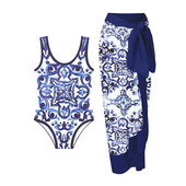 Set de costum de baie dintr-o bucată cu imprimeu vintage de modă retro pentru femei, rochie de plajă de vacanță, costum de baie de designer, îmbrăcăminte de surf de vară