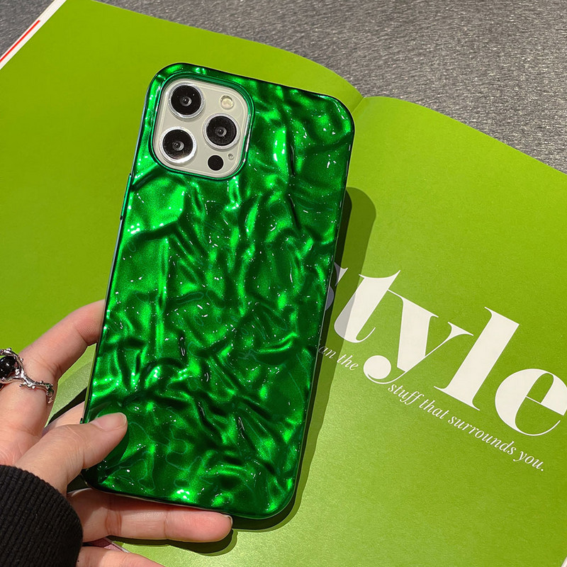 Θήκη τηλεφώνου για iPhone 13 Pro Max 11 12 Pro Max XR X XS 7 8 Plus Πολυτελής ασημί πράσινη αλουμινόχαρτο θήκη σιλικόνης