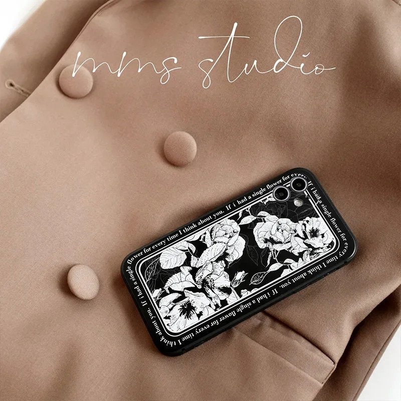 Prabangus „Art Rose“ telefono dėklas, skirtas „Samsung Galaxy S21 S20 S10 S8 S9 S22 Plus Note 10 8 9 20 Ultra Black Matte Silicone Cover Shell“