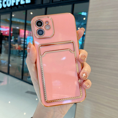 Позлатен калъф за телефон Boucho със слот за карта за iphone 13 Pro 12 11 Pro MAX XS XR XS MAX 7 8 Plus луксозен галваничен капак