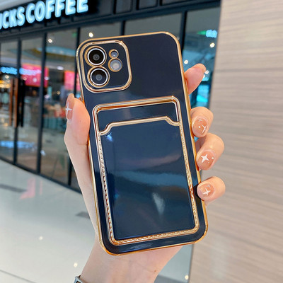 Позлатен калъф за телефон Boucho със слот за карта за iphone 13 Pro 12 11 Pro MAX XS XR XS MAX 7 8 Plus луксозен галваничен капак