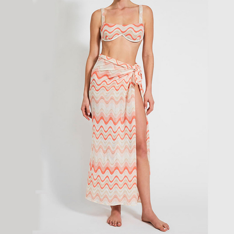 Kupaći kostim Ženski seksi trodijelni kupaći kostim Kupaći kostim s halterima i prekrivanjem Blagdanska odjeća za plažu Trokutasti bikini set Odjeća za plažu