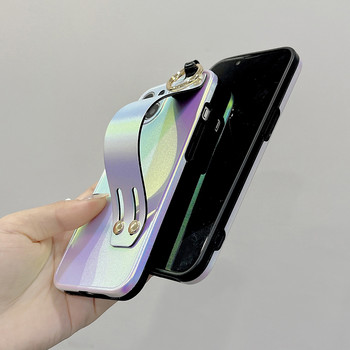 Калъф за каишка за китка за iphone 13 12 11 pro max XS MAX XR XS X 7 8Plus 12Pro 13Pro Chameleon Laser Phone Holder Stand Case Cover