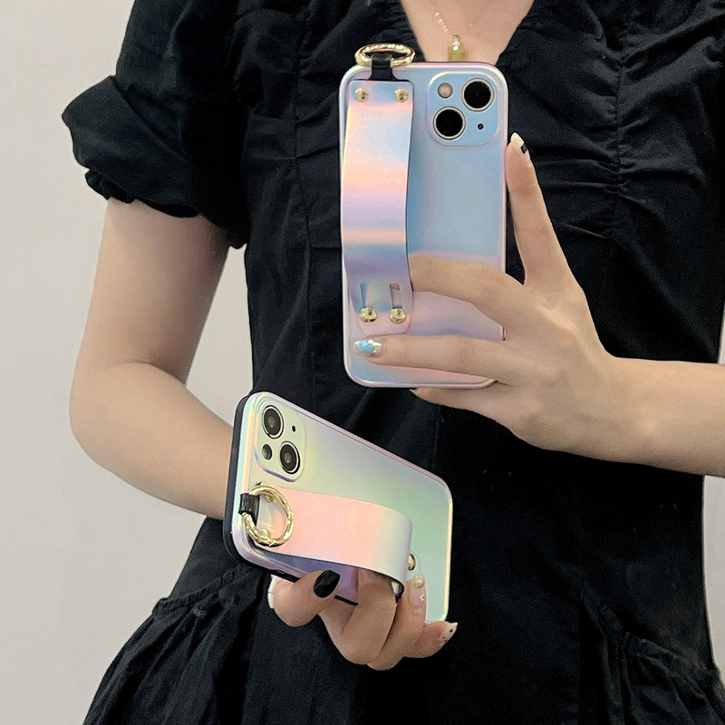 Κάλυμμα ιμάντα καρπού για iphone 13 12 11 pro max XS MAX XR XS X 7 8Plus 12Pro 13Pro Κάλυμμα βάσης θήκης τηλεφώνου Laser Chameleon