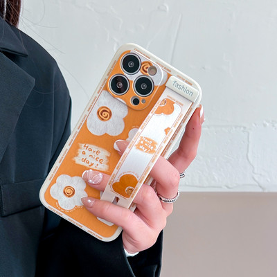 Θήκη με λουρί καρπού για iPhone 13 12 11 Pro Max Xs Max XR 7 8 Plus SE Rose Flower Fruits Προστασία θήκης τηλεφώνου από σιλικόνη