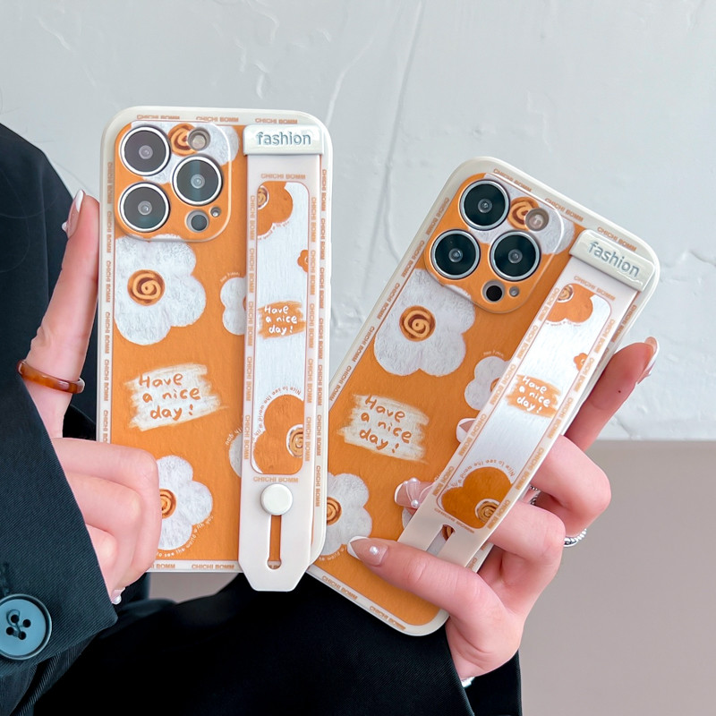 Θήκη με λουρί καρπού για iPhone 13 12 11 Pro Max Xs Max XR 7 8 Plus SE Rose Flower Fruits Προστασία θήκης τηλεφώνου από σιλικόνη