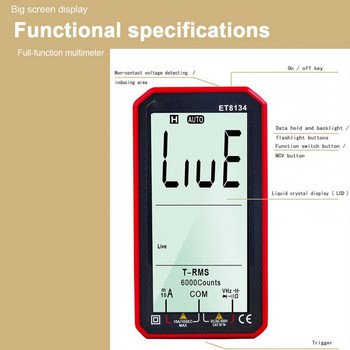 1 комплект измервател на променливотоково напрежение Полезно ABS автоматично измерване за домакински интелигентен мултицет Електрически мултицет