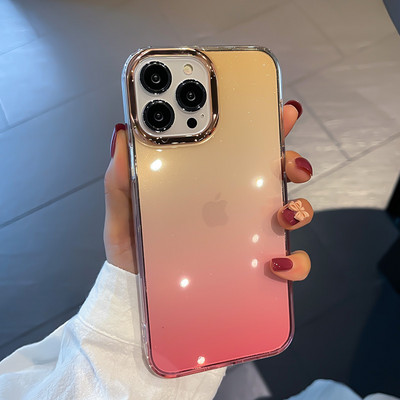 Deluxe Pink Σταδιακά Διαφανής Μωβ Θήκη τηλεφώνου για iPhone 14 11 12 13 Pro Max 14Plus 13Pro 14Pro MAX Αντικραδασμικό κάλυμμα TPU