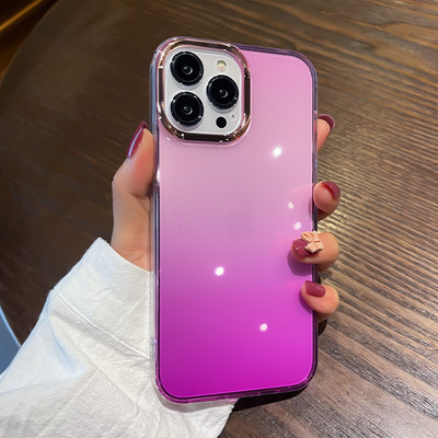 Deluxe Pink Σταδιακά Διαφανής Μωβ Θήκη τηλεφώνου για iPhone 14 11 12 13 Pro Max 14Plus 13Pro 14Pro MAX Αντικραδασμικό κάλυμμα TPU