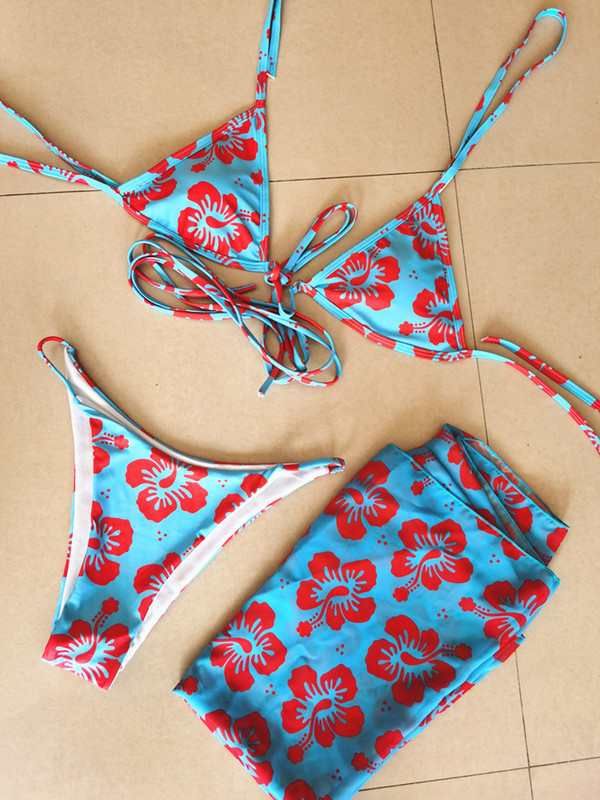 Novi 2022. Halter Tie Dye Bikini Ženski kupaći kostim Ženski kupaći kostim Trodijelni komplet bikinija sa suknjom Bather Seksi kupaći kostim za kupanje