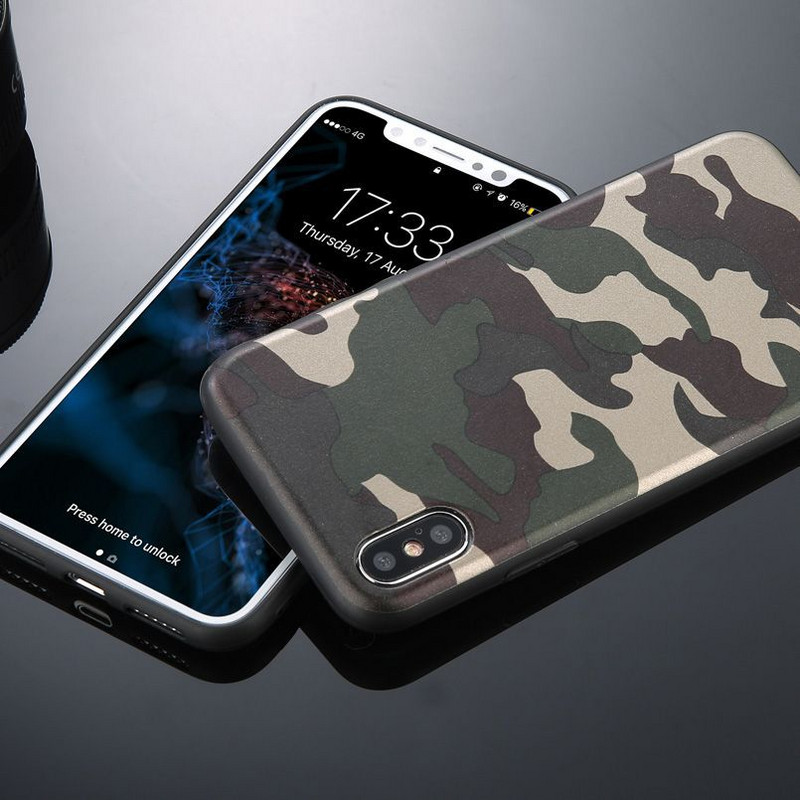 Θήκη καμουφλάζ Boucho Army Πράσινη θήκη για iPhone 12 Mini 11 Pro Max XS 6 6s 7 8 Plus X XR XS Max SE 5 5s Κάλυμμα θήκης τηλεφώνου σιλικόνης