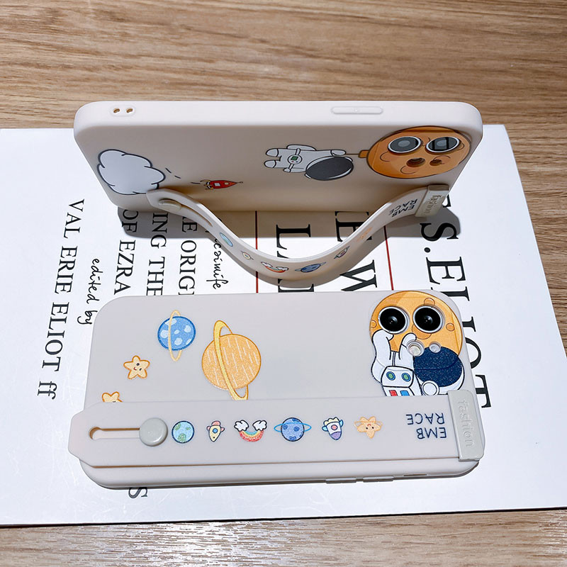 Cartoon Astronaut riešo dirželio telefono dėklas, skirtas iPhone 14 12 13 11 Pro Max X Xs Max XR 7 8 Plus SE laikiklis Minkštas silikoninis galinis dangtelis