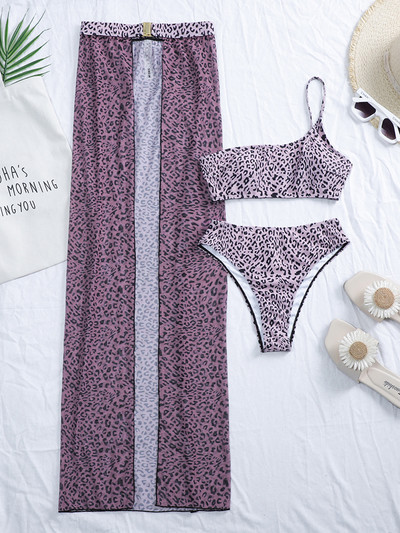 3 KOMADA s dugom mrežastom suknjom Bikini na jedno rame Ženski kupaći kostim Ženski kupaći kostim Trodijelni bikini set Bechwear Kupaći kostim za kupanje