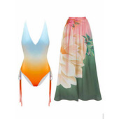 Modni kupaći kostimi za žene 2022. Novi Deep-V Odjeća za plažu Jednodijelni kupaći kostim sa suknjom Ljeto Biquini Biquini Odjeća za surfanje bez leđa