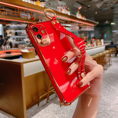 Husa de telefon cu cureaua de incheietura galvanizata de lux pentru iphone 12 Pro 12 Mini 11 Pro MAX XS XR X SE 6 6s 7 8 plus capacul din spate placat SE