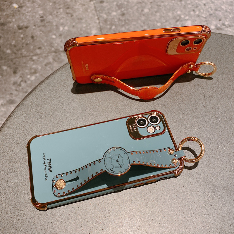 Husa de telefon cu cureaua de incheietura galvanizata de lux pentru iphone 12 Pro 12 Mini 11 Pro MAX XS XR X SE 6 6s 7 8 plus capacul din spate placat SE