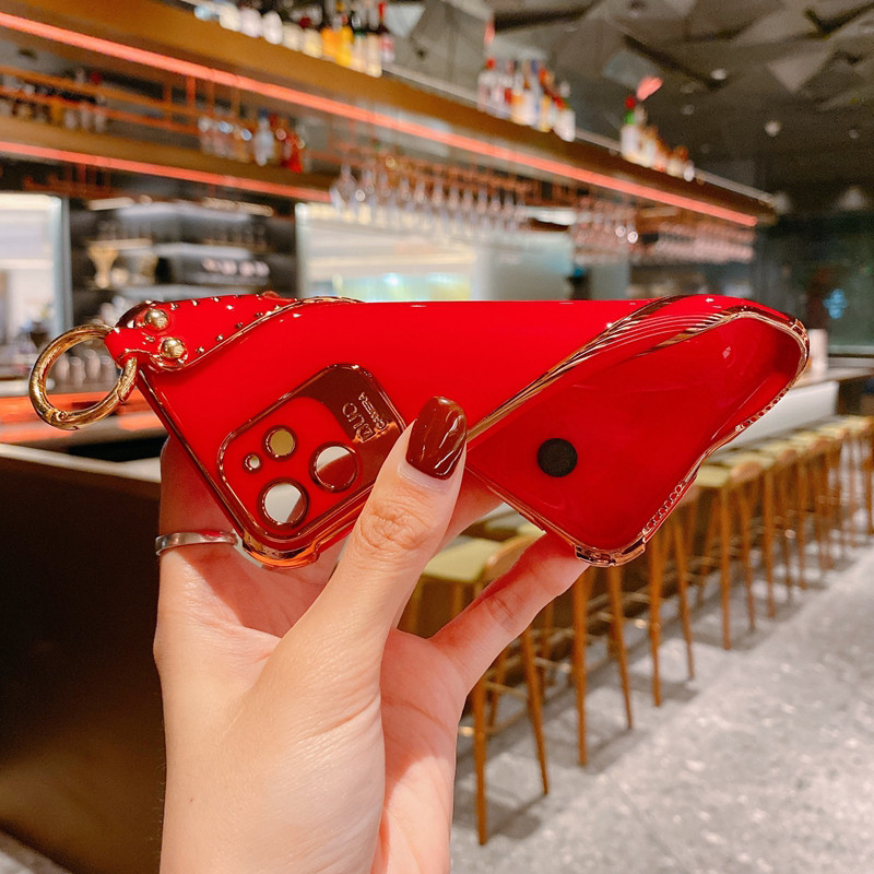 Husa de telefon cu cureaua de incheietura galvanizata de lux pentru iphone 12 Pro 12 Mini 11 Pro MAX XS XR X SE 6 6s 7 8 plus capacul din spate placat SE