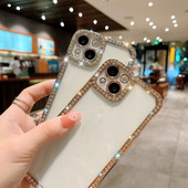 Γυαλιστερή θήκη τηλεφώνου Diamond Frame Clear Case για iPhone 11 12 13 Pro Max XS MAX XR X Διάφανη θήκη από καουτσούκ