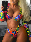 Seksi Push Up bikini s otisnutim rukavima Ženski kupaći kostim s dugim rukavima Ženski kupaći kostim Dvodijelni bikini set Kupaći kostim Ženski kupaći kostim