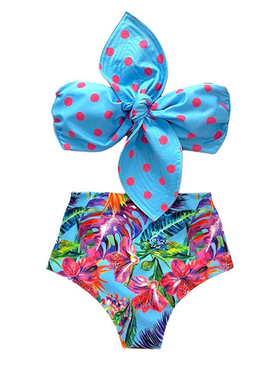 Costum de baie pentru femei 2022, noua modă, set de bikini cu imprimeu floral cu fustă, vacanță de vară, rochie de plajă, costum de baie de designer cu talie înaltă