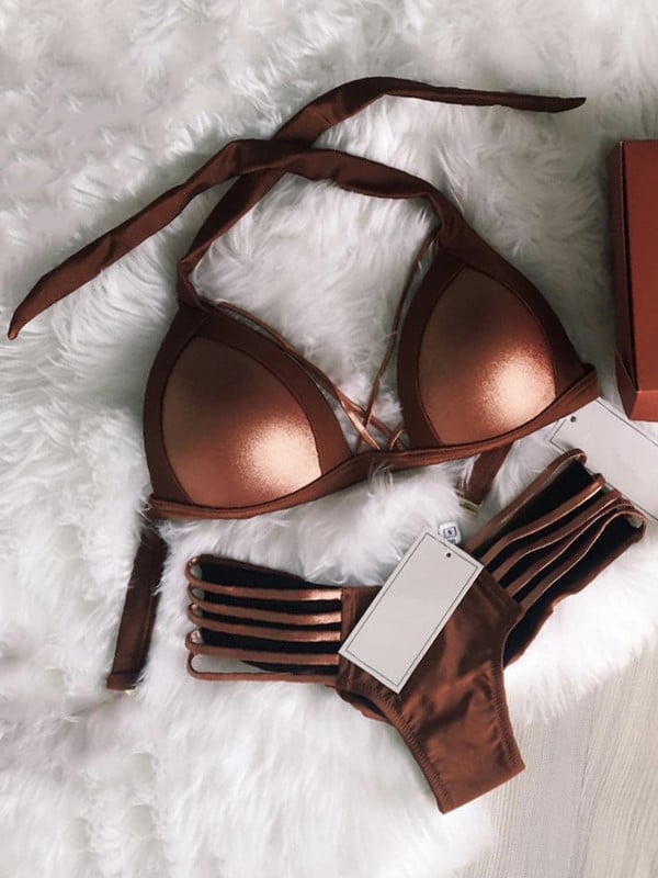 Seksi bikini s grudnjakom s halterima i košaricama Ženski kupaći kostim Ženski kupaći kostim Dvodijelni bikini komplet Push Up kupaći kostim za kupanje Ženski kupaći kostim