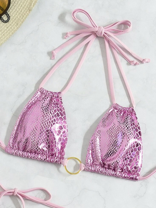 3KOM sa suknjom Sjajni bikini od zmijske kože Ženski kupaći kostim Ženski kupaći kostim Trodijelni komplet bikinija Kupaći kostim Odjeća za plažu za plivanje