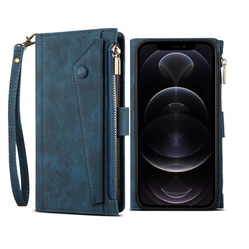 Puzdro na telefón pre iPhone 13 12 11 Pro Max 12 Mini XS MAX XR X 7 8 Plus SE 2022, peňaženka, vrecko na peniaze s viacerými slotmi na karty a zipsom