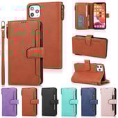 Για iphone 13 12 11 Pro max XS XR 6 7 8 Plus Μαγνητικό δερμάτινο κάλυμμα PU με αναδιπλούμενο κάλυμμα με υποδοχές για κάρτα με φερμουάρ Προστατευτική θήκη