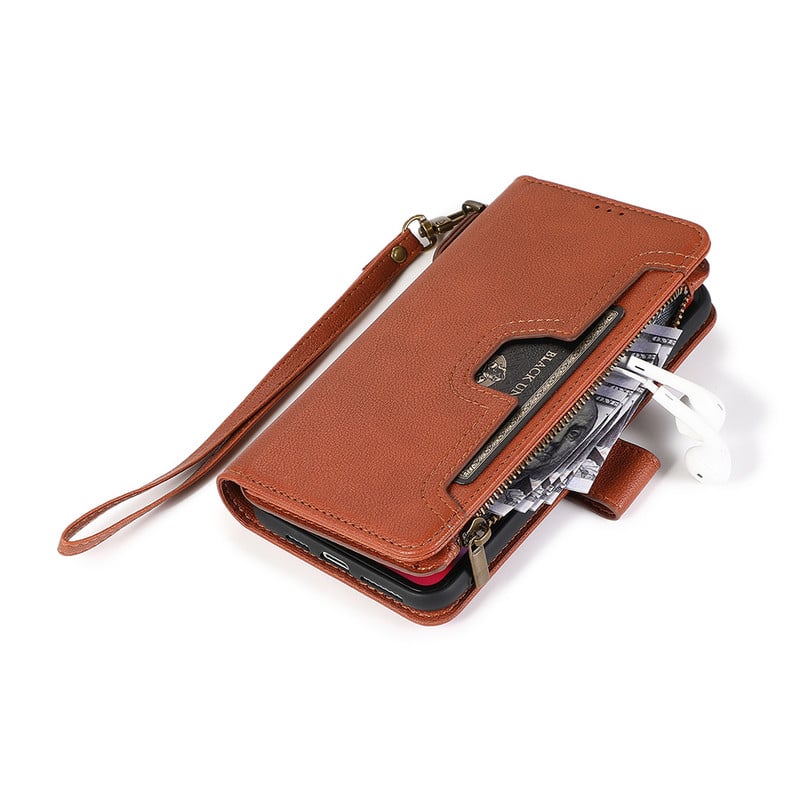 Για iphone 13 12 11 Pro max XS XR 6 7 8 Plus Μαγνητικό δερμάτινο κάλυμμα PU με αναδιπλούμενο κάλυμμα με υποδοχές για κάρτα με φερμουάρ Προστατευτική θήκη