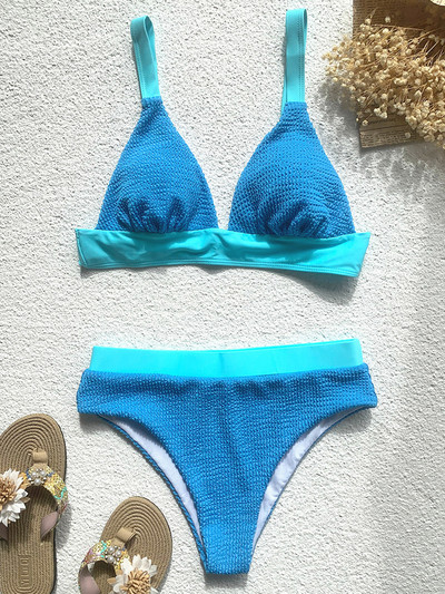 Spajanje naboranih naboranih ženskih kupaćih kostima Bikini visokog struka Ženski kupaći kostimi Dvodijelni bikini set Kupaći kostim Kupaći kostim Ženski kupaći kostim